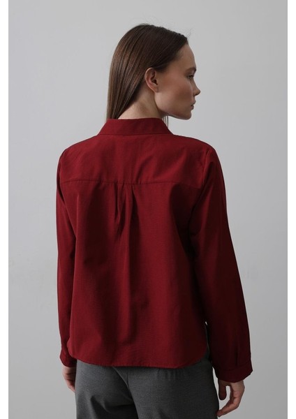 Cepli Uzun Kol Gömlek - Bordo fırsatları
