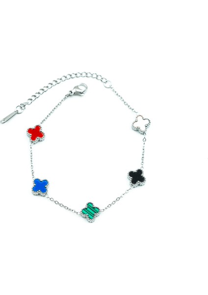 Çelik Gümüş Şanslı Yonca Bileklik