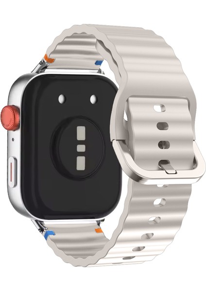 Huawei Watch Fit 3 Ile Uyumlu Dalga Desenli Tokalı Yumusaş Soft Silikon Kordon