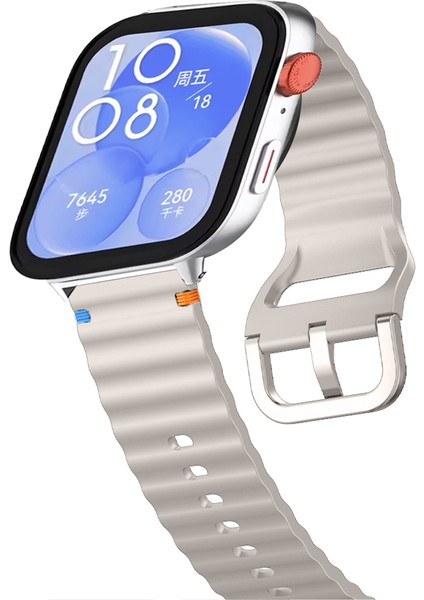 Huawei Watch Fit 3 Ile Uyumlu Dalga Desenli Tokalı Yumusaş Soft Silikon Kordon