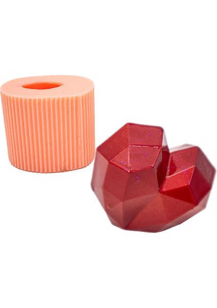 Geometrik Şekilli Kalp Silikon Mum Kalıbı modelleri