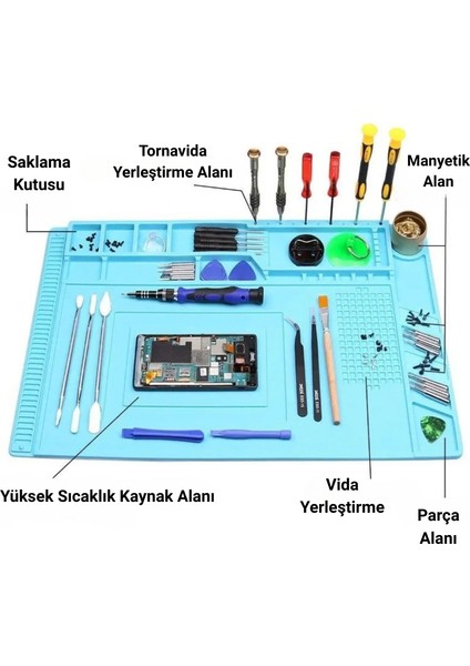 S-160 Isıya Dayanıklı Mıknatıslı Silikon Telefon Tamir Pedi Anti Statik Kokusuz indirimleri