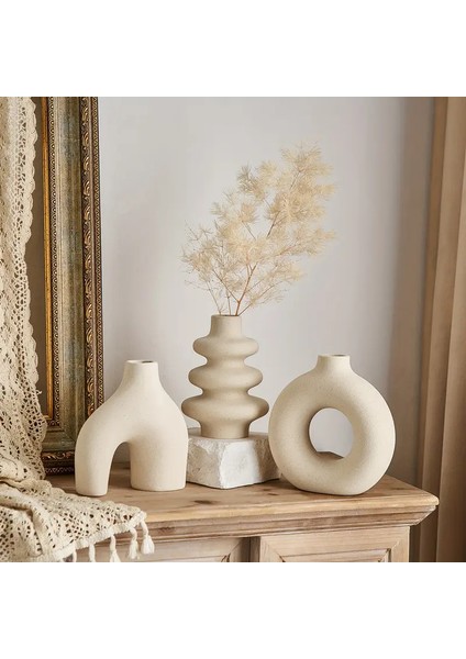 Idl - Mini 3'lü Bohem Set-Beyaz Beton Vazo Set