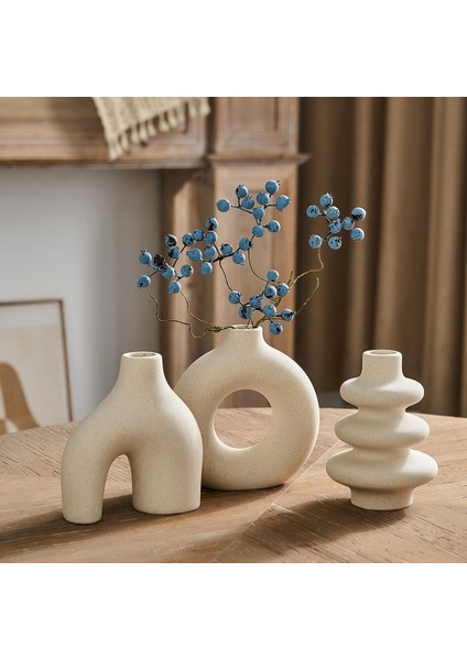Idl - Mini 3'lü Bohem Set-Beyaz Beton Vazo Set