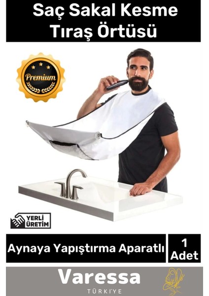 Özel Üretim Pratik Vakumlu Aynaya Yapıştırma Aparatlı Evde Saç Sakal Kesme Beyaz Tıraş Örtüsü 1 Adet