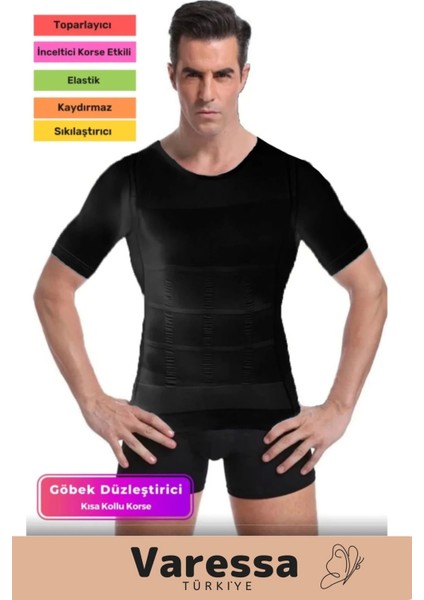 Yeni Sezon Bel Göğüs Dik Duruş Toparlayıcı Erkek Göbek Kısa Kol Korse Atlet