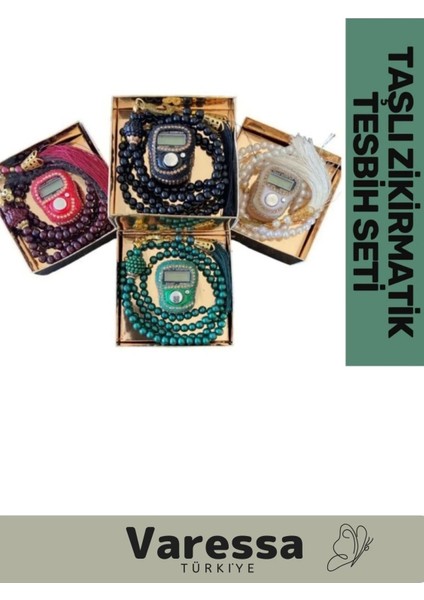 Özel Seri Hac Umre Dua Kandil 5 Haneli LCD Ekranlı Hafızalı Taşlı Zikirmatik 99'lu Inci Tesbih Set fırsatları