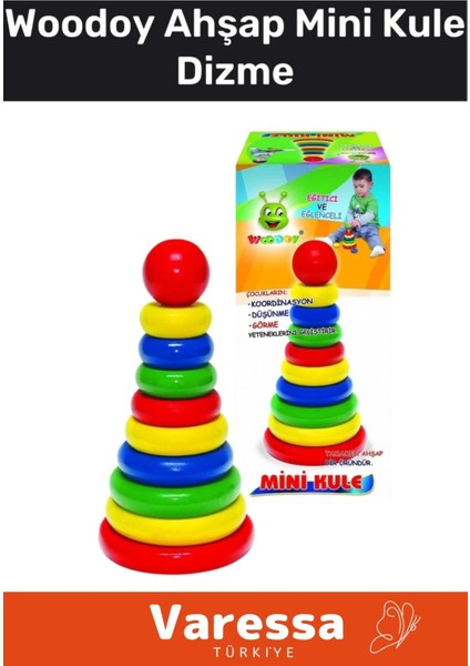 Özel Oyun Serisi Göz Koordinasyonu Zeka Geliştirici Öğretici Eğitici Woodoy Ahşap Mini Kule Dizme