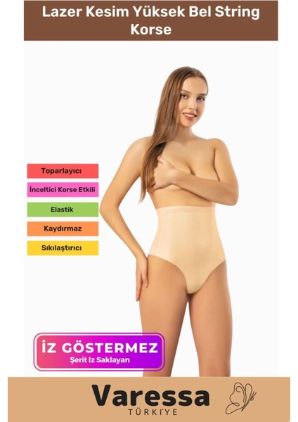 Özel Iz Göstermeyen Dikişsiz Kaymaz Vücutşekillendirici Toparlar Lazer Kesim Yüksek Bel String Korse