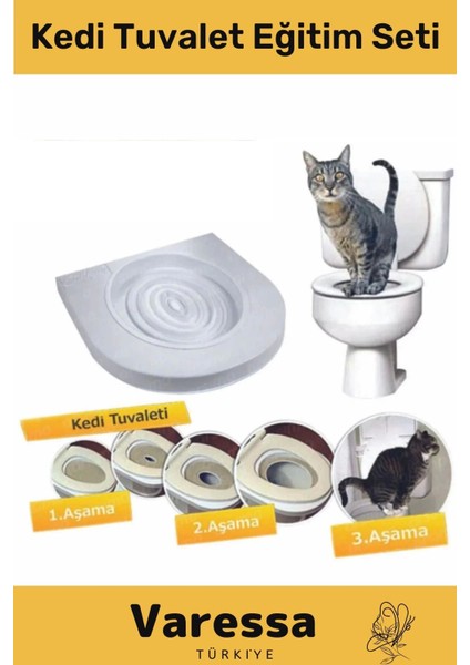 Premium Klozet Alıştırma Kapağı Kum Kabı Wc Yavru Yetişkin Kedi Hijyenik Tuvalet Eğitim Seti