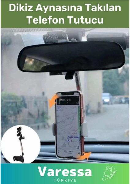 Yeni Üretim 360 Derece Dönebilen Ayarlanabilir Hızlı Sökülebilen Dikiz Aynaya Takılan Telefon Tutucu
