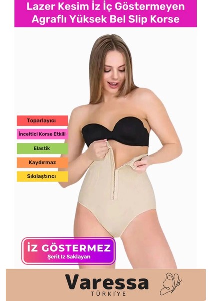 Yeni Sezon Kaymaz Vücut Şekillendir Toparlayıcı Çıtçıtlı Agraflı Yüksek Bel Slip Korse