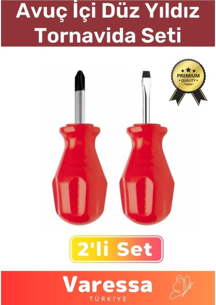 Deluxe Dayanıklı Hafif Taşınabilir Sağlam Ergonomik Vidalama Avuç Içi Düz Yıldız 2'li Tornavida Set