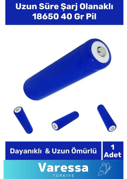 Premium Seri Dayanıklı Uzun Süre Şarj Olanaklı 18650 40 gr Radyo Fener Vantilatör Pili - 1 Adet