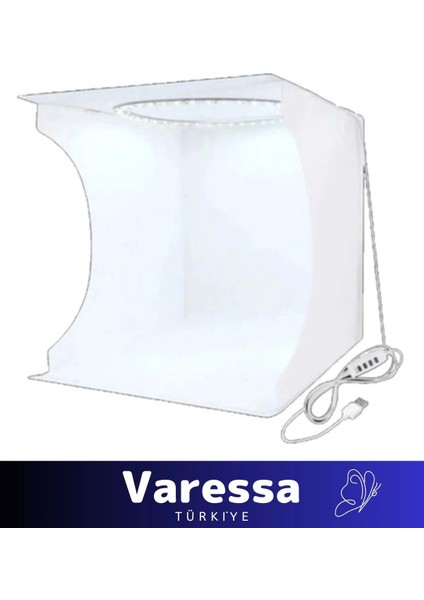 Özel Yeni Üretim Beyaz LED Işıklı Portatif Taşınabilir 23X24X23 cm Ürün Fotoğraf Çekim Çadırı fiyatları