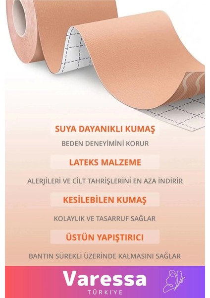 Özel Seri Suya Tere Dayanıklı Göğüs Kaldırıcı Dikleştirici Sabitleyici Şekillendirici Bant - 5 Metre fırsatları