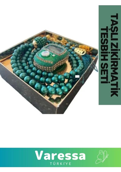 Premium Hac Umre Dua Kandil 5 Haneli LCD Ekranlı Hafızalı Taşlı Zikirmatik 99'lu Inci Tesbih Set modelleri