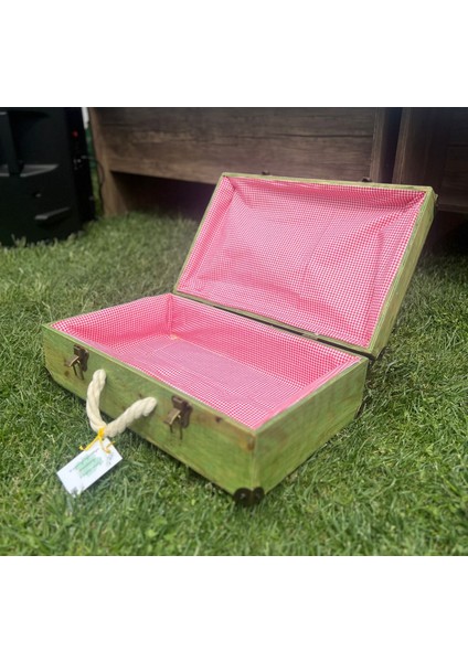 Piknik Çantası Ahşap Geyik Desenli Vintage
