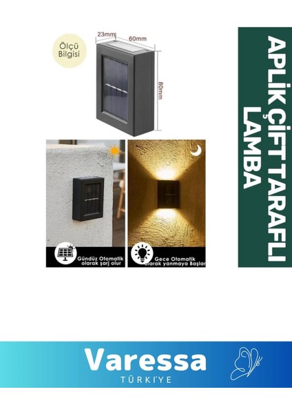 Su Geçirmez Solar Aydınlatma Güneş Enerjili 600MAH Solar Aplik Gün Işığı Çift Taraflı Duvar Lamba modelleri