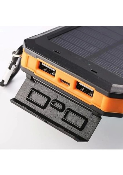 Solar Powerbank 1xusb 10.000MAH LCD Ekran Dahili USB Mikro Type-C Powerbank