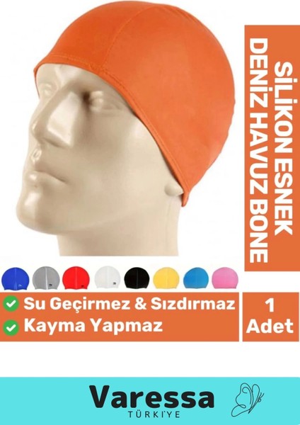 Premium Seri Kaymaz Su Geçirmez Sızdırmaz Silikon Yüzücü Elastik Yüzme Şapkası Havuz Deniz Bonesi
