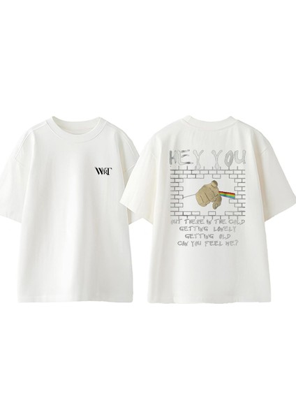 Pink Floyd Hey You Tasarım Sırt Baskılı Pamuk Beyaz Oversize T-Shirt