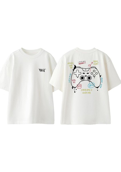 Every Day Is Game Day Tasarım Sırt Baskılı Pamuk Beyaz Oversize T-Shirt