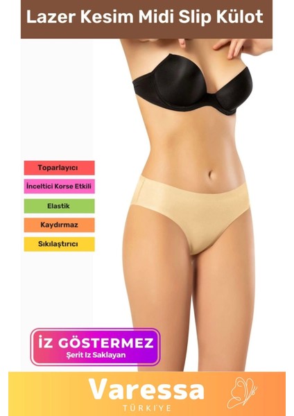 Özel Iz Göstermeyen Dikişsiz Kaymaz Toparlayıcı Popo Şekillendiric Kadın Lazer Kesim Midi Slip Külot