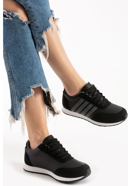 Günlük Sneaker Unisex Çizgili Günlük Rahat Kaliteli Konforlu Bağcıklı Sneaker Spor Ayakkabı