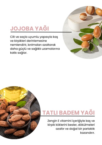Kaş Kirpik Besleyici Uzatıcı Bakım Serumu Maskara, Doğal Jojoba Yağı, Tatlı Badem Yağı, 18 ml