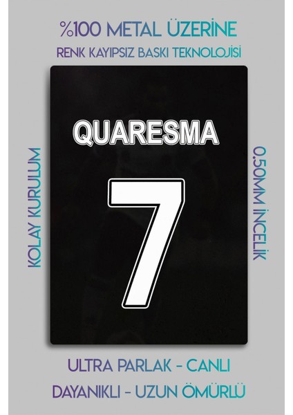 Ricardo Quaresma 7 Numara - Metal Parlak Dekoratif Sporcu Duvar Tablosu