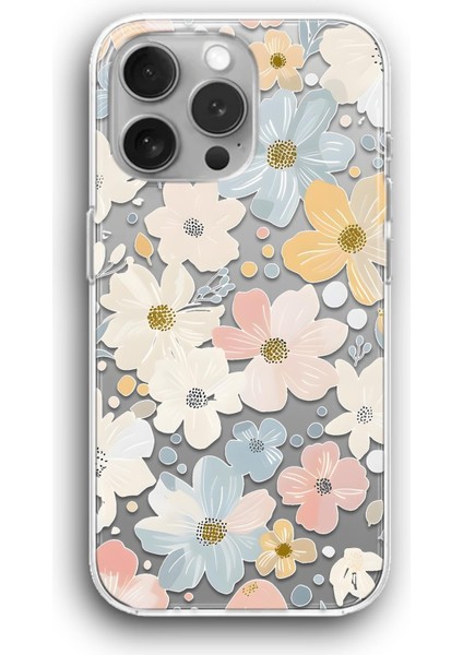 Apple iPhone 11 Pro Max Uyumlu Şeffaf Kılıf Birki Papatya Çiçek Çizim