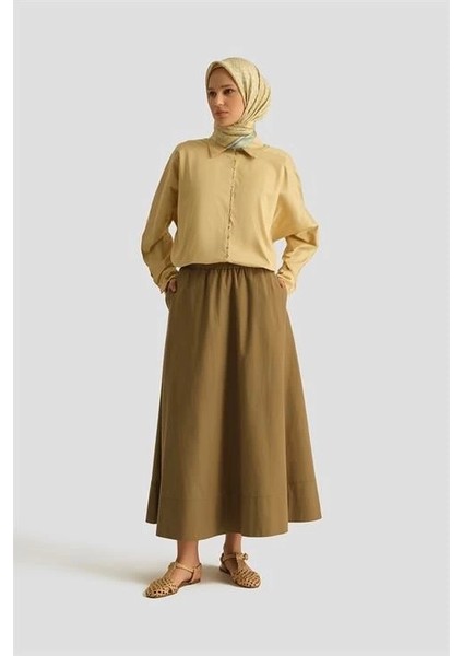 Kesikli Pamuk Etek 25Y1837 Haki