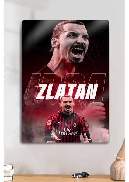 Metal Baskı, Zlatan Ibrahimoviç Milan - Parlak Dekoratif Sporcu Duvar Tablosu