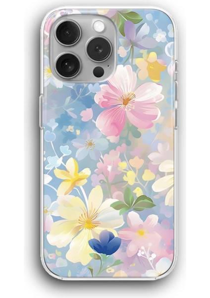 Apple iPhone 11 Pro Max Uyumlu Şeffaf Kılıf Çiçek Renkli Desen Tatlı