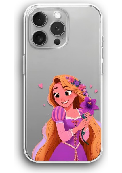 Apple iPhone 11 Pro Max Uyumlu Şeffaf Kılıf Tatlı Prenses Çiçekle Kız Çocuk