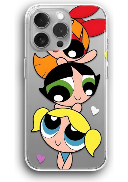 Apple iPhone 11 Pro Max Uyumlu Şeffaf Kılıf Powerpuff Kızlar Krakterleri