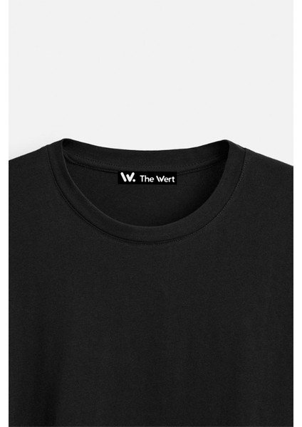 Ayak Iz Tasarım Sırt Baskılı Pamuk Siyah Oversize T-Shirt modelleri