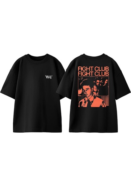 Fight Club Red Tasarım Sırt Baskılı Pamuk Siyah Oversize T-Shirt