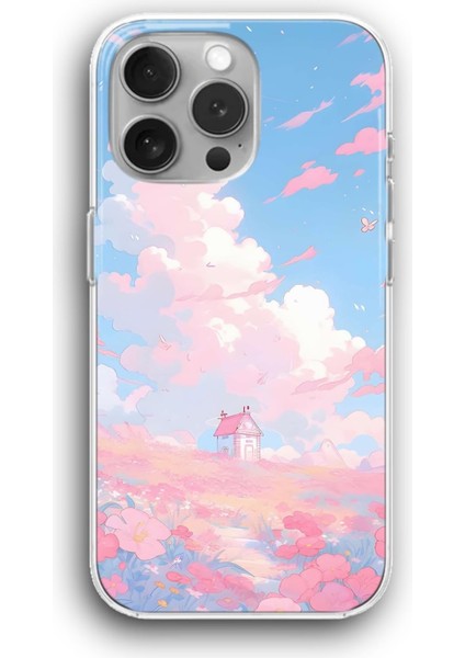 Apple iPhone 11 Pro Max Uyumlu Şeffaf Kılıf Anime Kasaba Evi Manzara Çizim