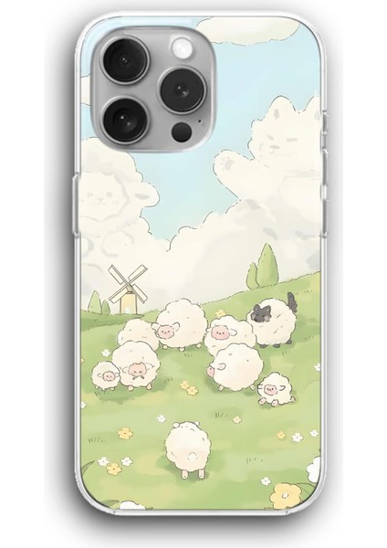 Apple iPhone 11 Pro Max Uyumlu Şeffaf Kılıf Kuzu Sürüsü Manzara Doğal