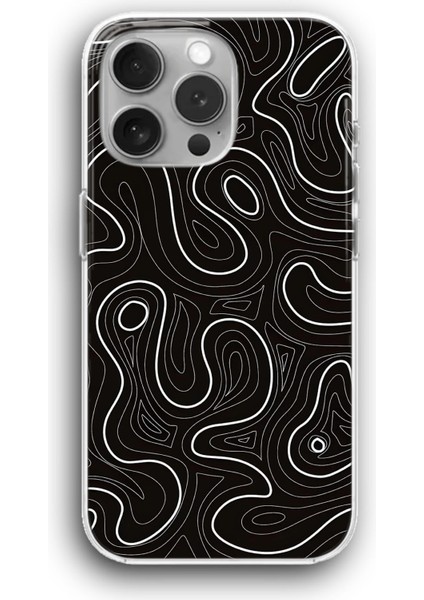 Apple iPhone 11 Pro Max Uyumlu Şeffaf Kılıf Tatlı Siyah Beyaz Abstract Soyut