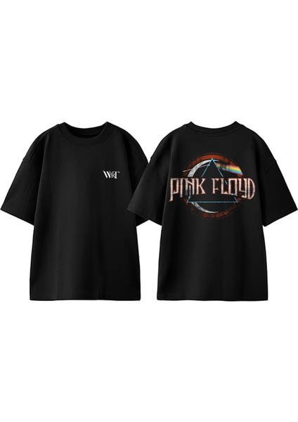 Pink Floyd Vintage Tasarım Sırt Baskılı Pamuk Siyah Oversize T-Shirt
