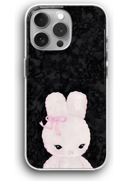 Apple iPhone 11 Pro Max Uyumlu Şeffaf Kılıf Tatlı Peluş Tavşancık