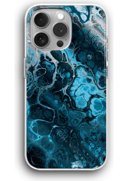 Apple iPhone 11 Pro Max Uyumlu Şeffaf Kılıf Ebru Boya Sanat Geleneksel