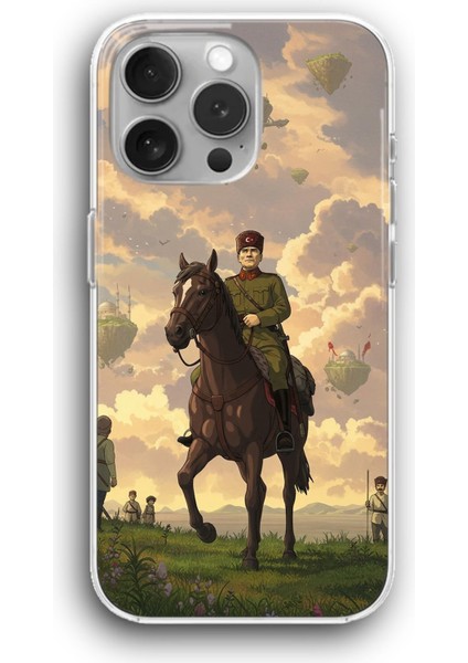 Apple iPhone 11 Pro Max Uyumlu Şeffaf Kılıf Atatürk Ghibli Tarzı Savaş Alanı