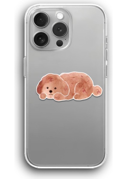 Apple iPhone 11 Pro Max Uyumlu Şeffaf Kılıf Tatlı Uyuyan Köpek Sade Çizim