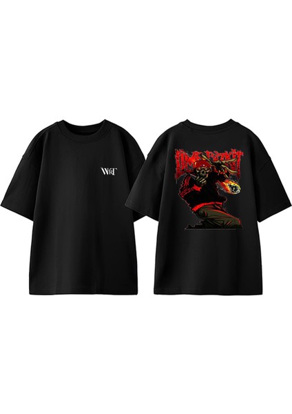 Limp Bizkit Rap Rock Tasarım Sırt Baskılı Pamuk Siyah Oversize T-Shirt