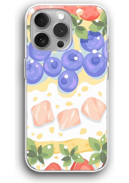 Apple iPhone 11 Pro Max Uyumlu Şeffaf Kılıf Tatlı Yazlık Meyveler Dondurma
