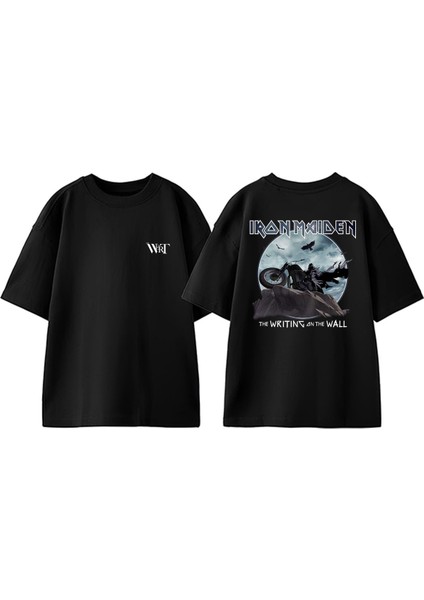 Iron Maiden The Writing Tasarım Sırt Baskılı Pamuk Siyah Oversize T-Shirt